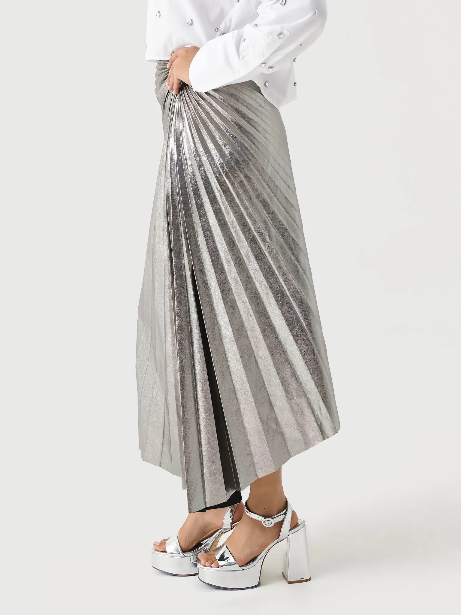 ALC Women's Tracy Metallic Vegan Leather Skirt