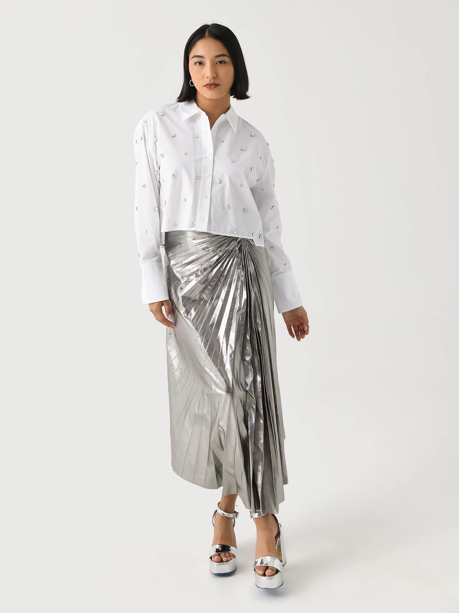 ALC Women's Tracy Metallic Vegan Leather Skirt