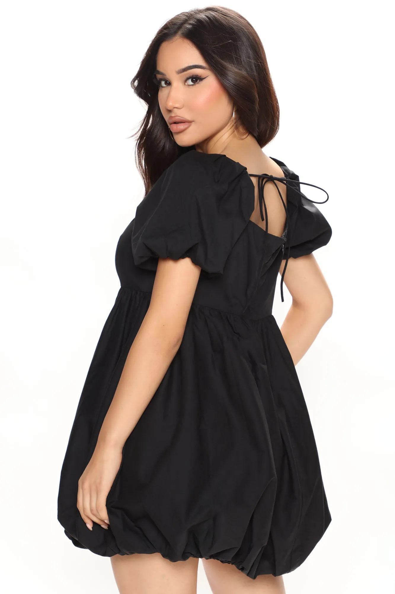 Anetta Babydoll Dress - Black