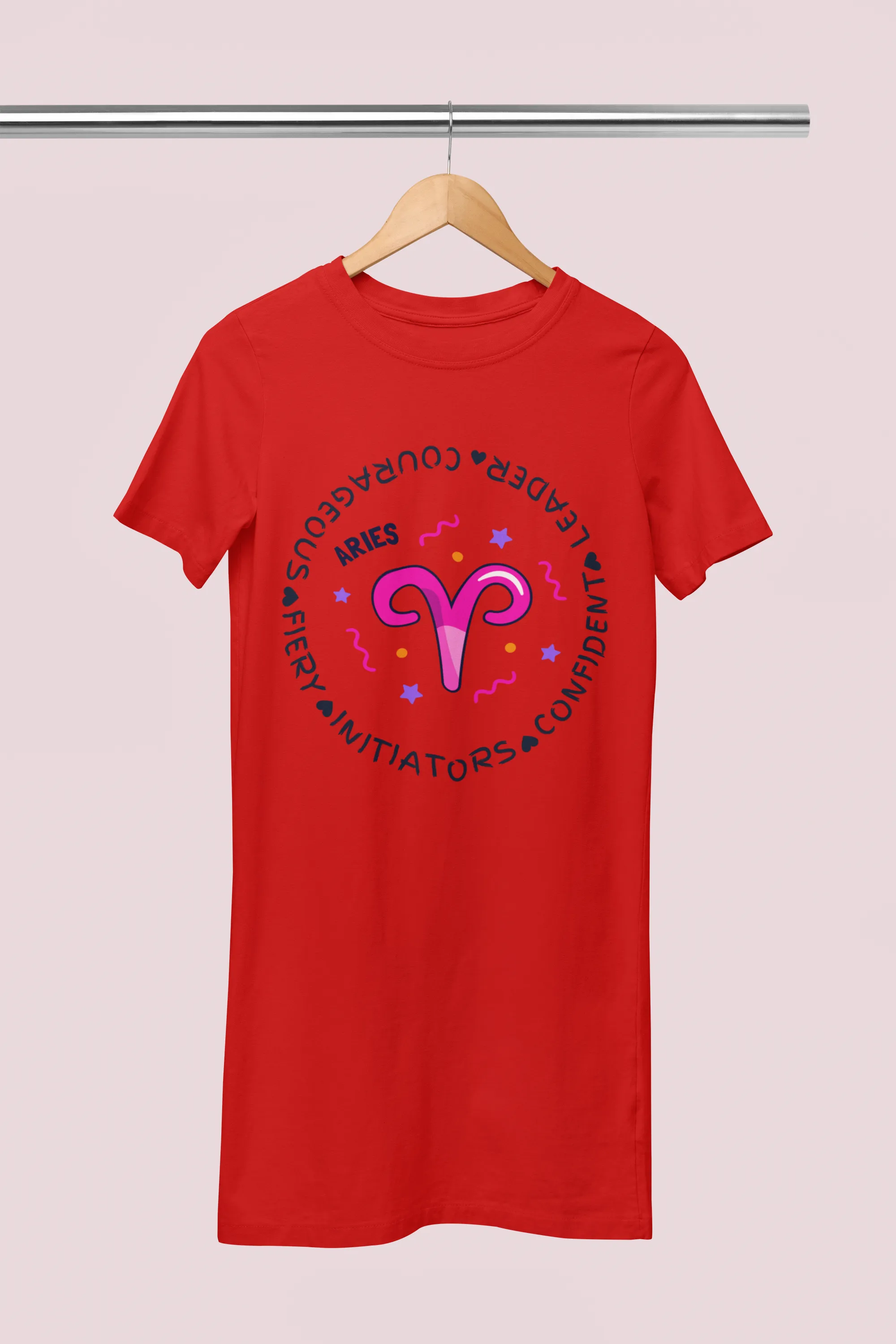 Aries Zodiac Cotton Night T-Shirt Dress For Women