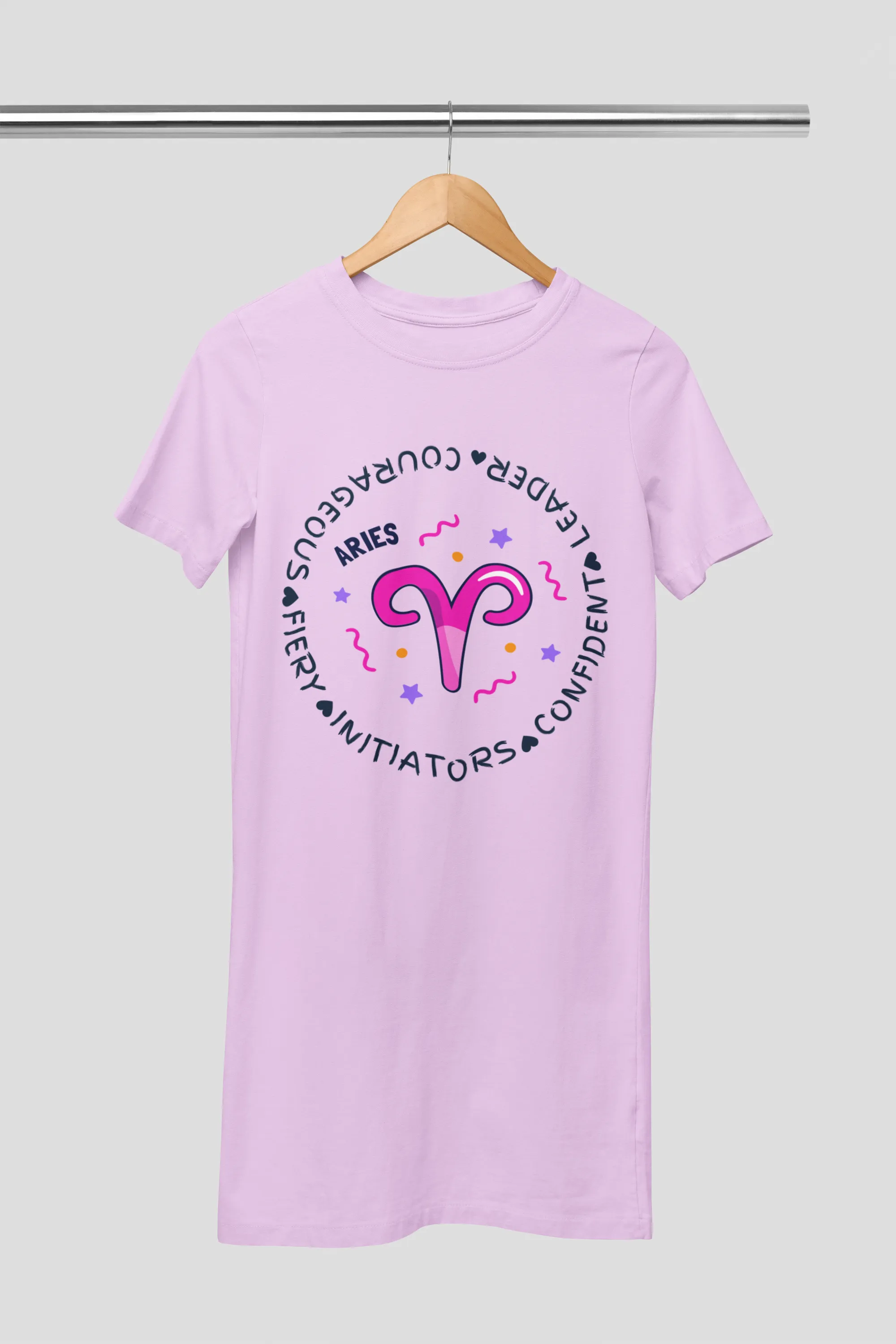 Aries Zodiac Cotton Night T-Shirt Dress For Women