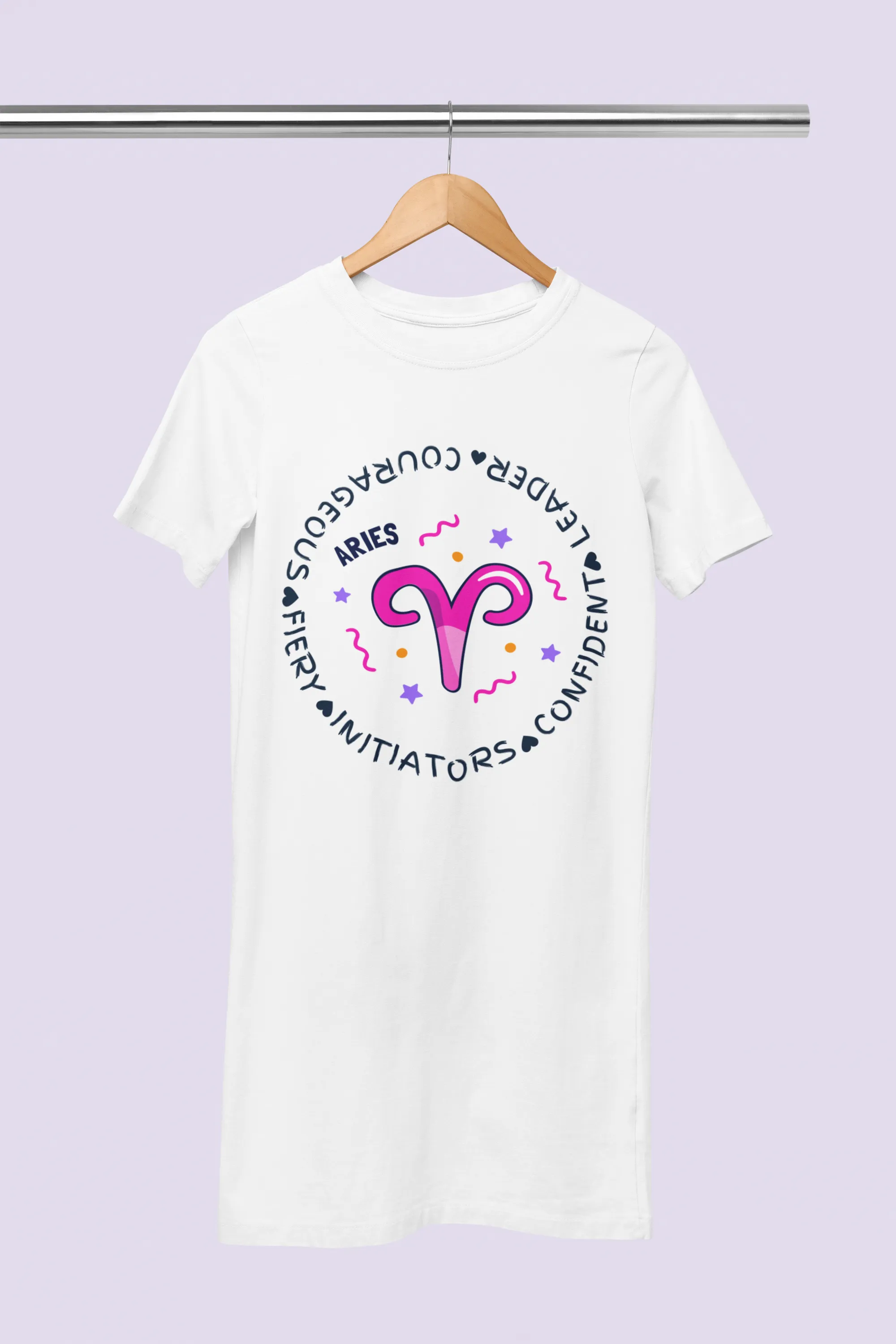 Aries Zodiac Cotton Night T-Shirt Dress For Women