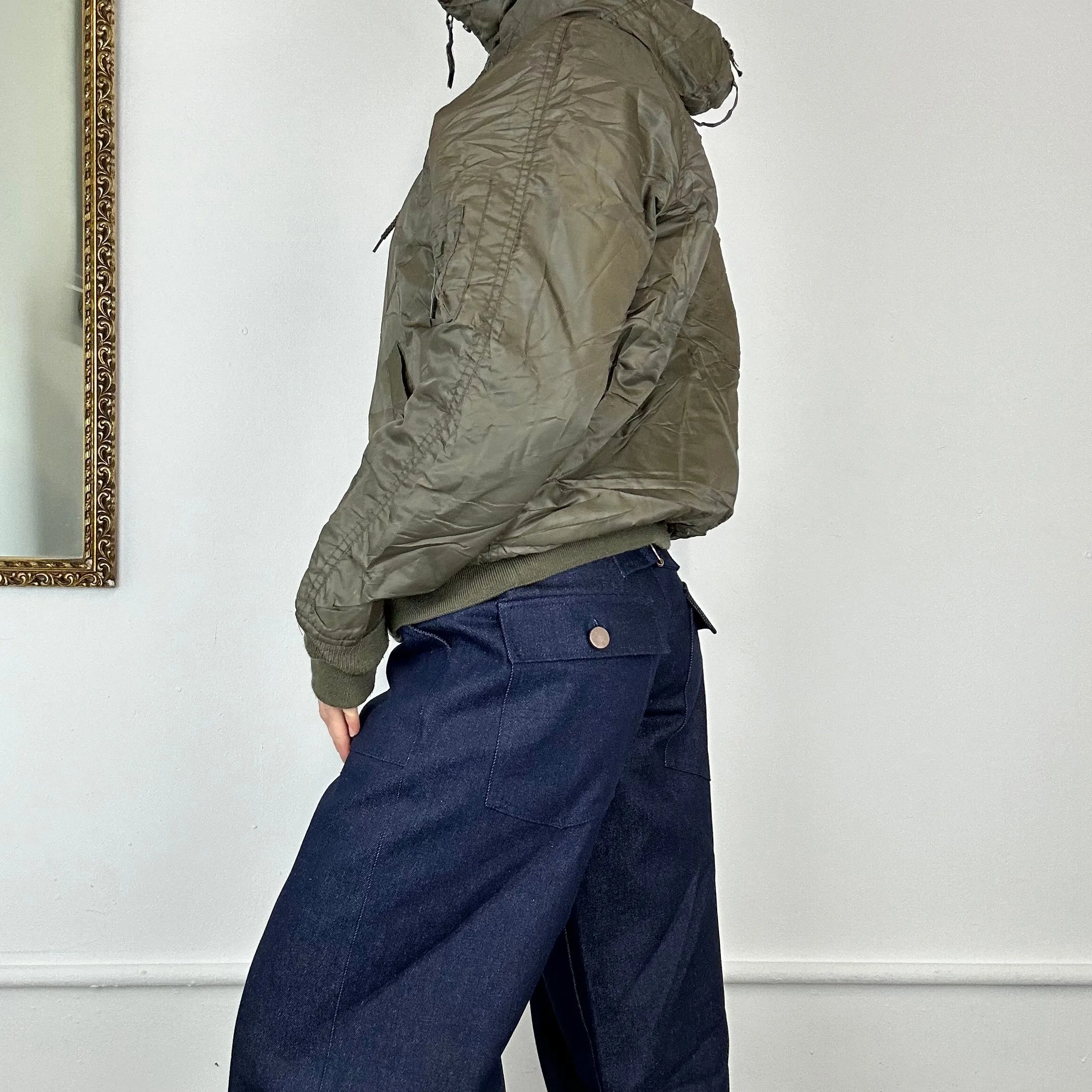asymmetric khaki bomber jacket