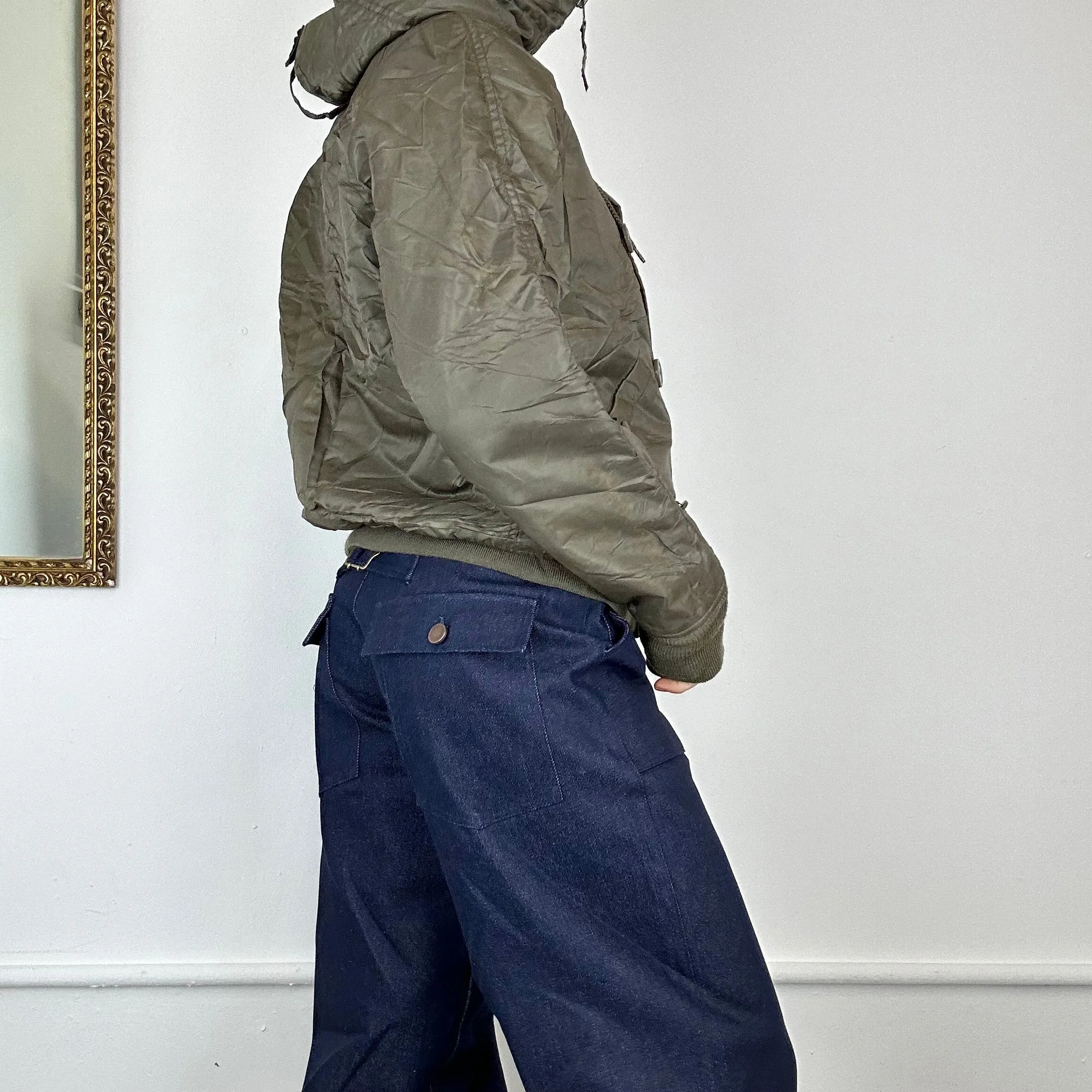 asymmetric khaki bomber jacket