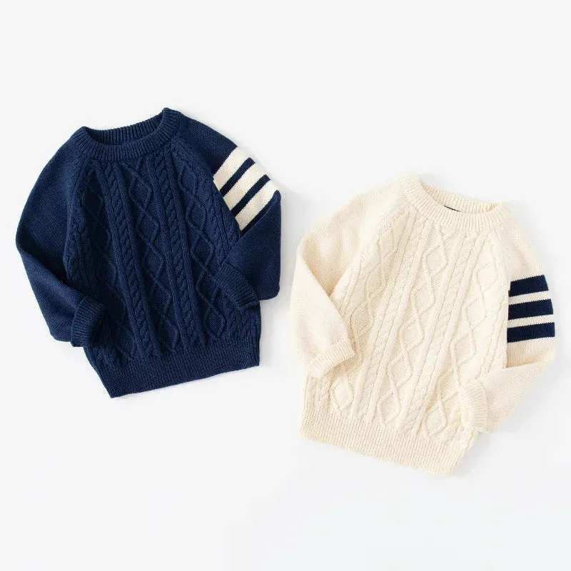 Autumn Winter Children Sweater Long Sleeve Round Neck Knitted Sweaters Korean Style Cotton Pullover Sweaters for Kids Boys