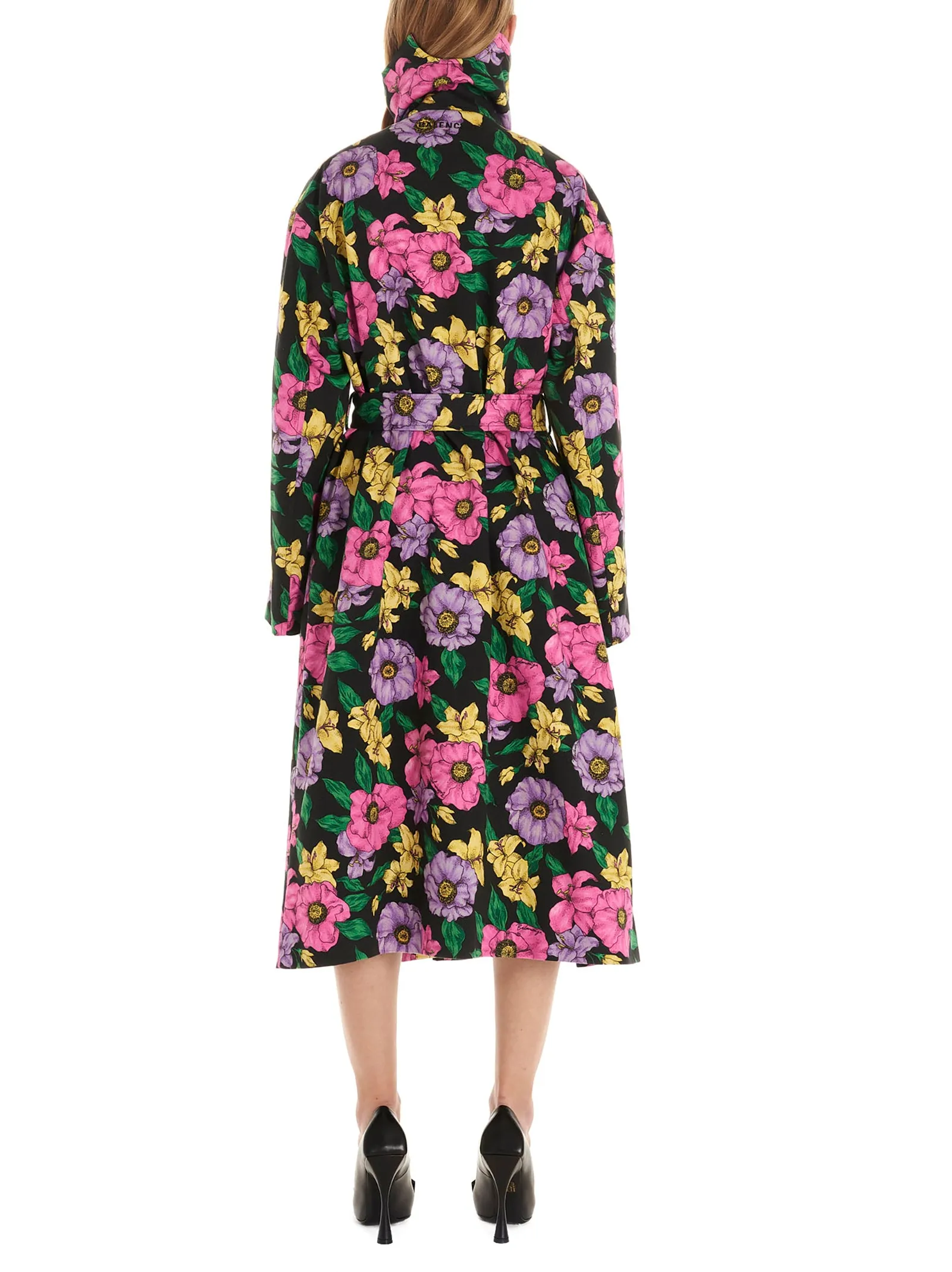Balenciaga Belted Floral Print Trench Coat