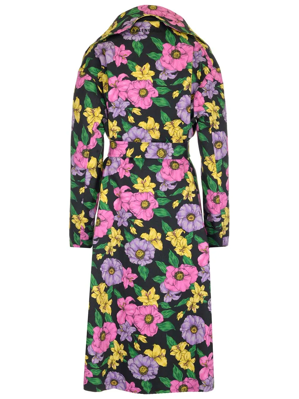 Balenciaga Belted Floral Print Trench Coat