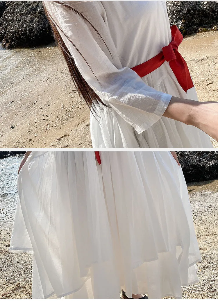 Big Swing Literary Retro French V-neck Swing Dress