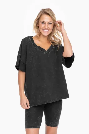 Black Cotton Blend Shirt and Shorts Set