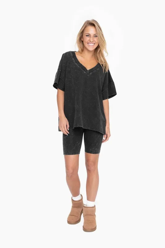 Black Cotton Blend Shirt and Shorts Set