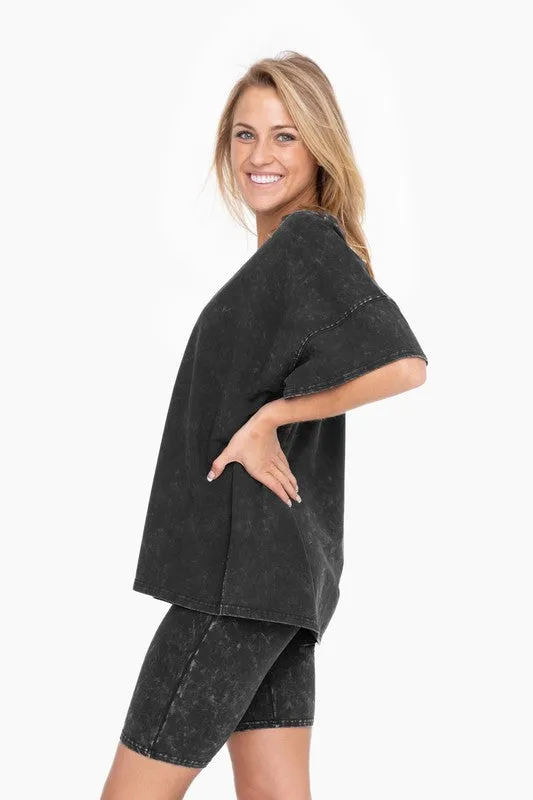 Black Cotton Blend Shirt and Shorts Set