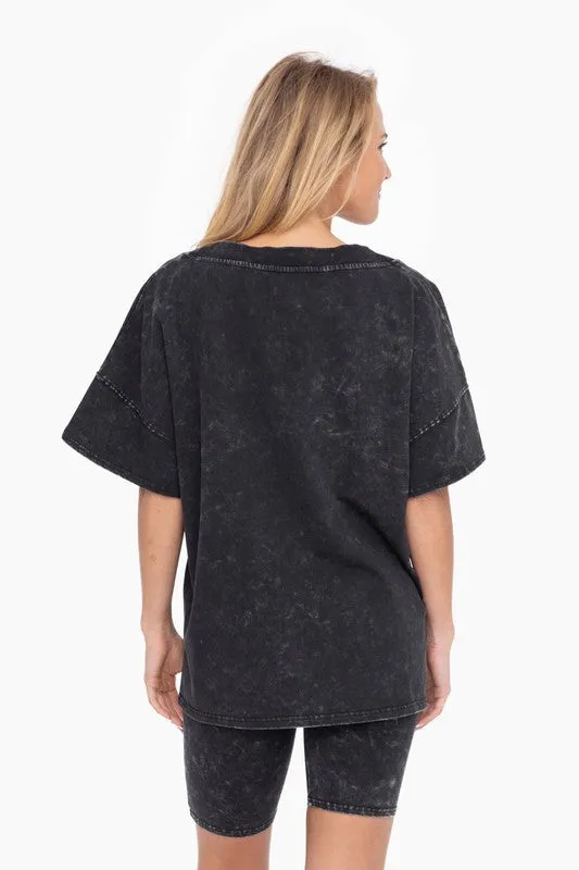 Black Cotton Blend Shirt and Shorts Set