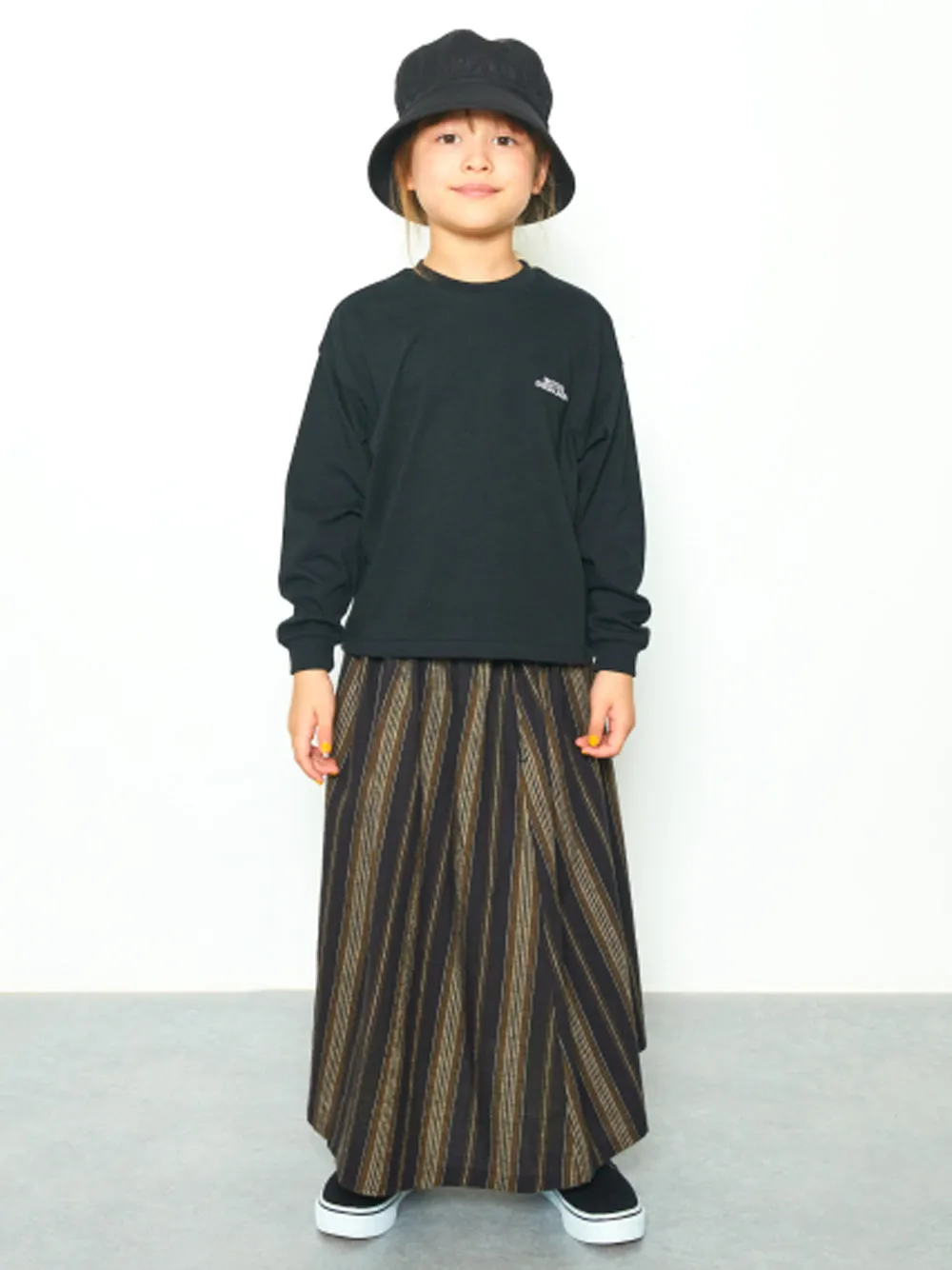 Black Striped Wide Skirt