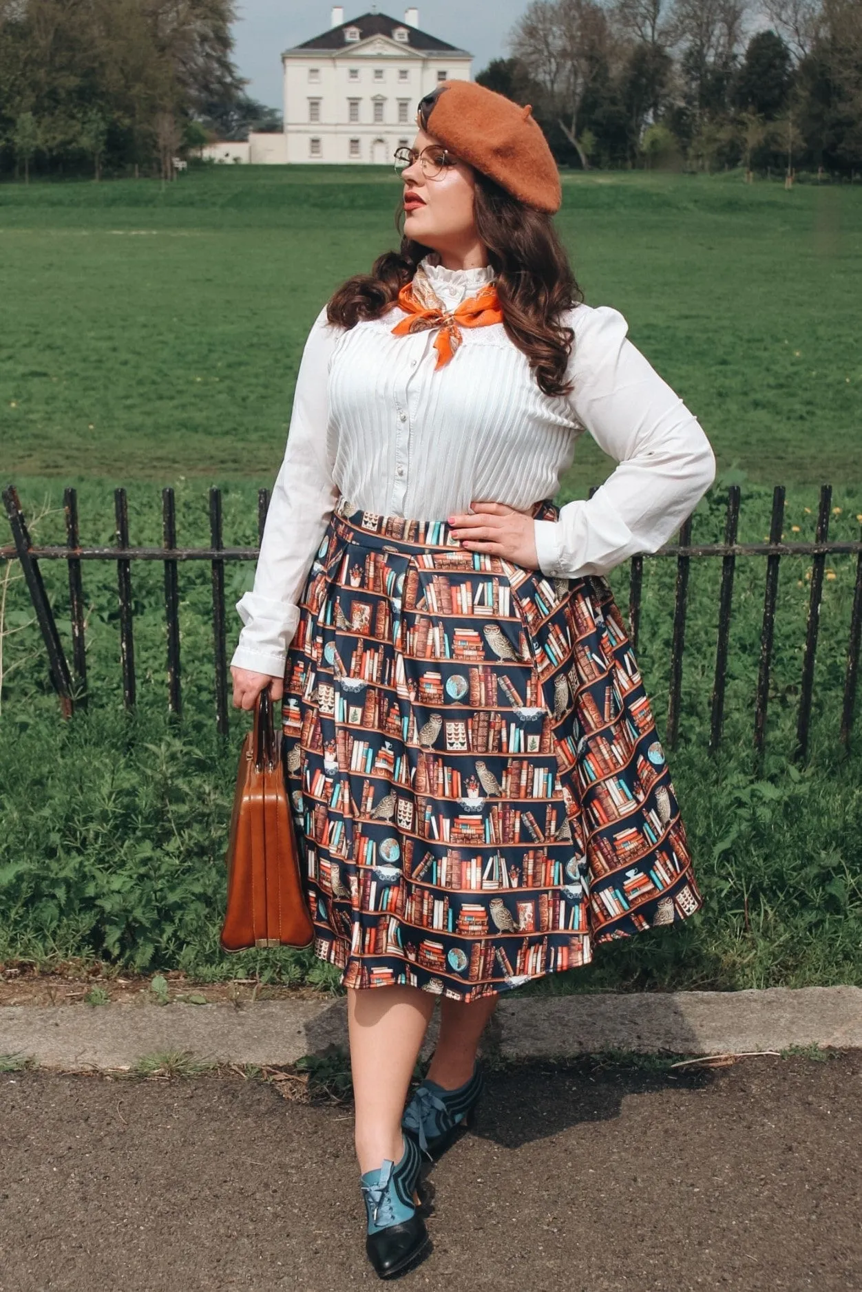 Carolyn Library Book & Owl Box Pleated Skirt