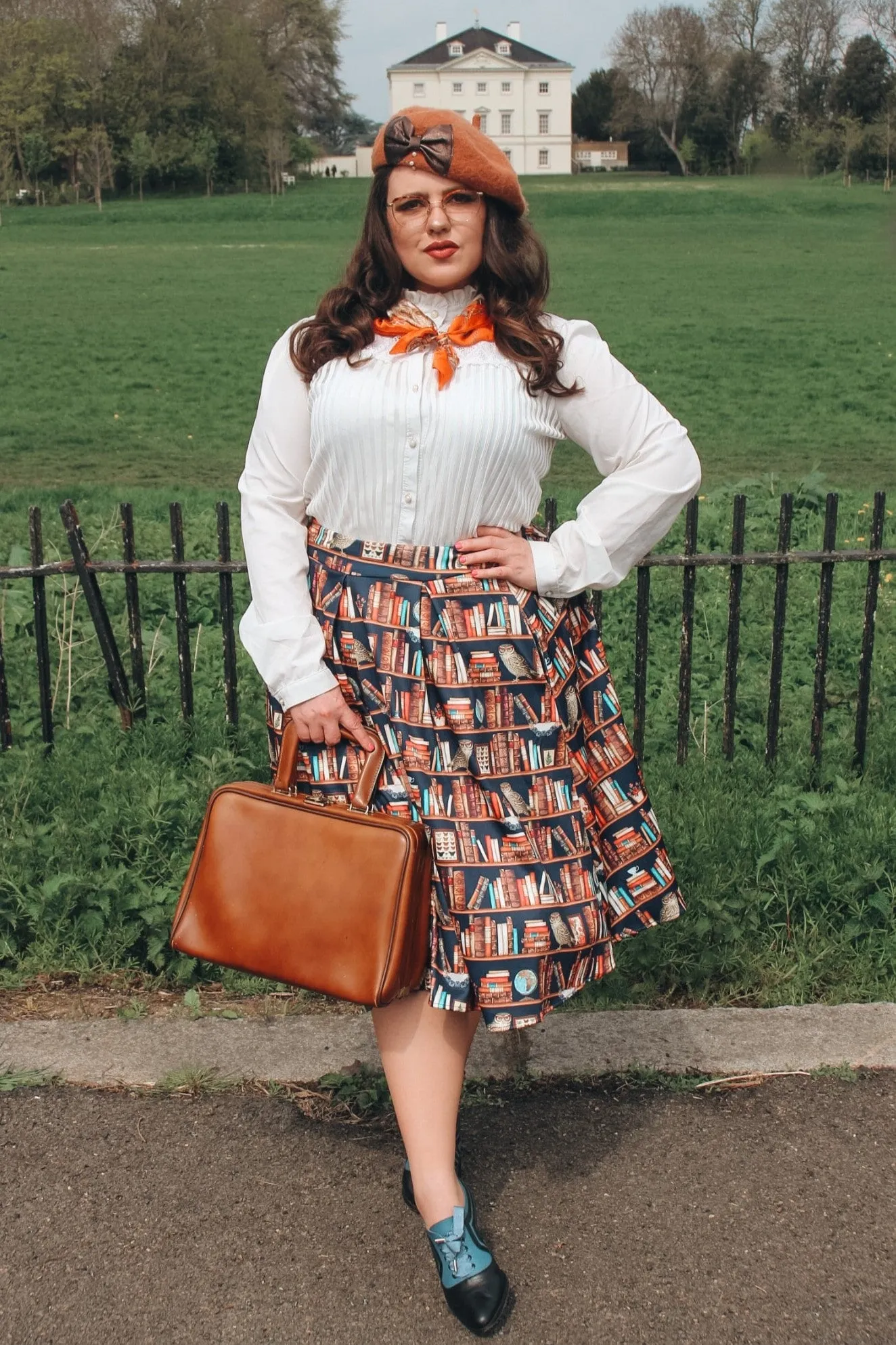 Carolyn Library Book & Owl Box Pleated Skirt