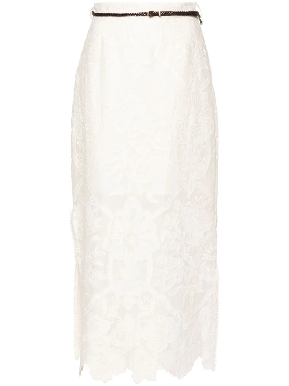 Cream White Ramie Linen Skirt