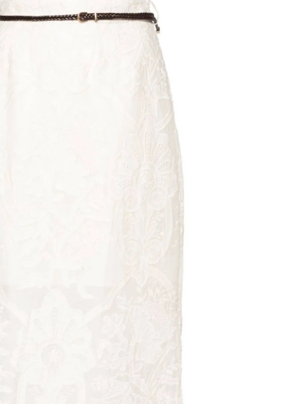Cream White Ramie Linen Skirt