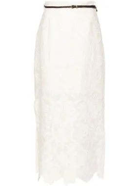 Cream White Ramie Linen Skirt