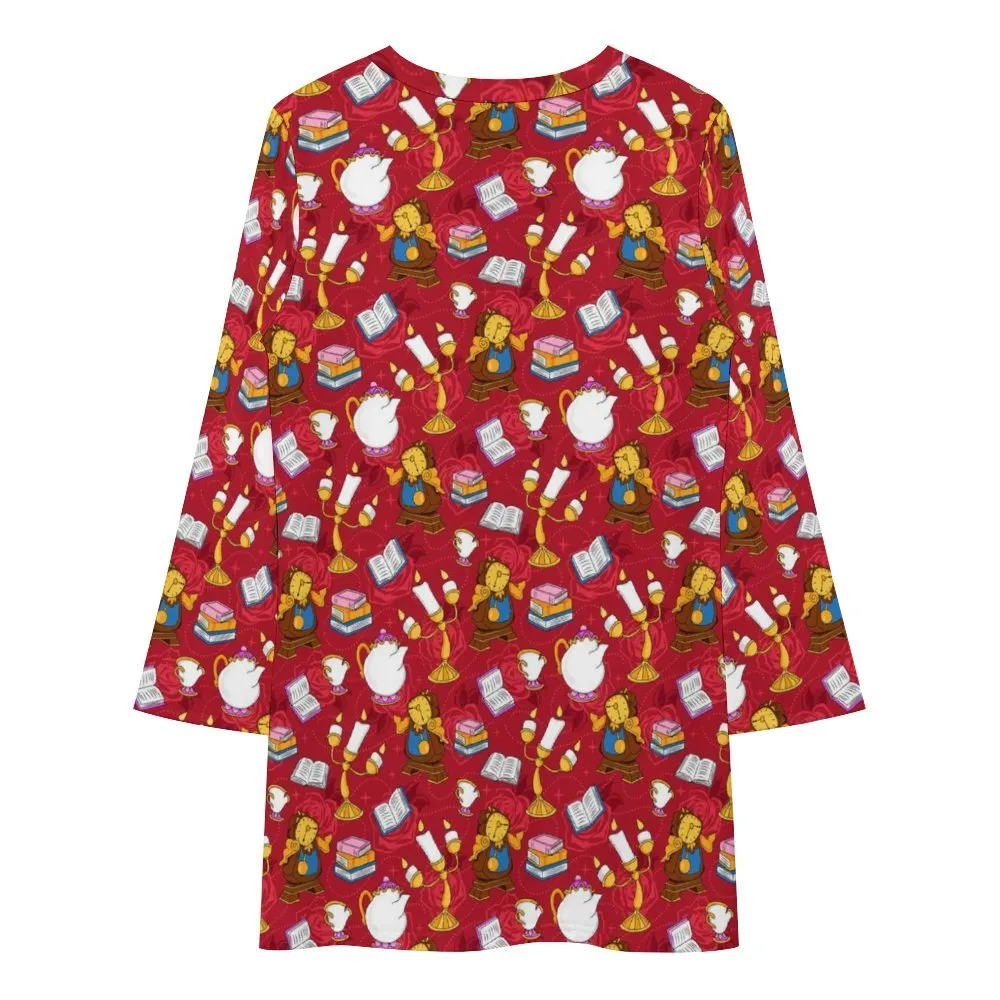 Disney Beauty And The Beast Belle's Friends Long Sleeve Patchwork T-shirt Dress