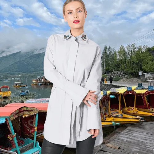 Embroidered Shirt Dress