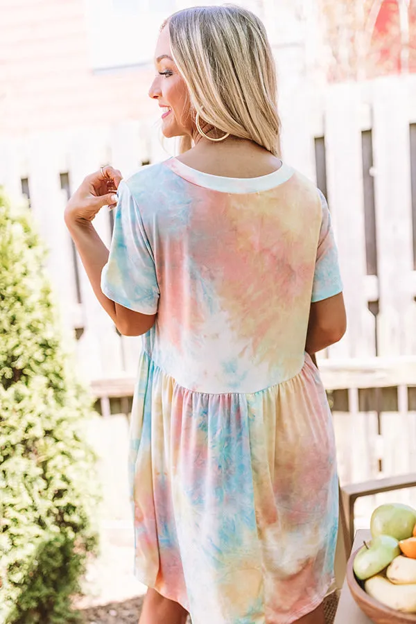 Good Energy Tie Dye Babydoll Dress in Pink