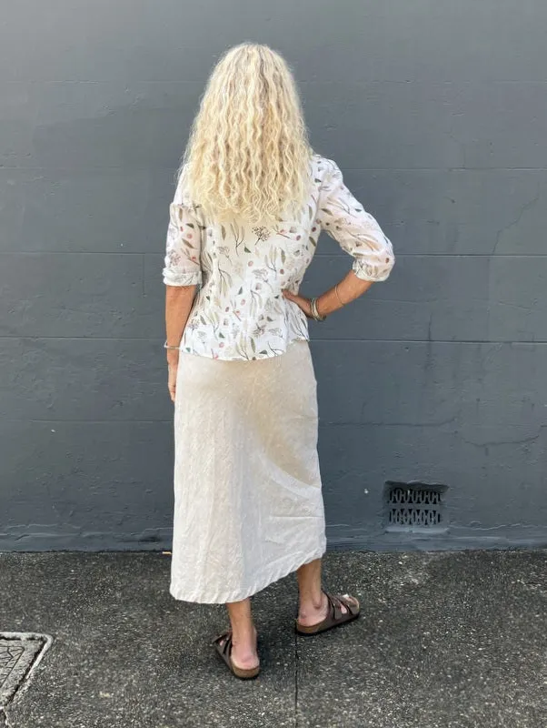 Jiva Fitted Shirt - Australiana Print - Ramie
