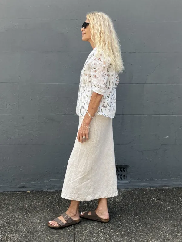Jiva Fitted Shirt - Australiana Print - Ramie