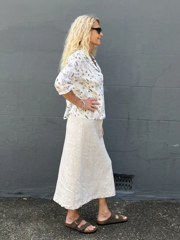Jiva Fitted Shirt - Australiana Print - Ramie