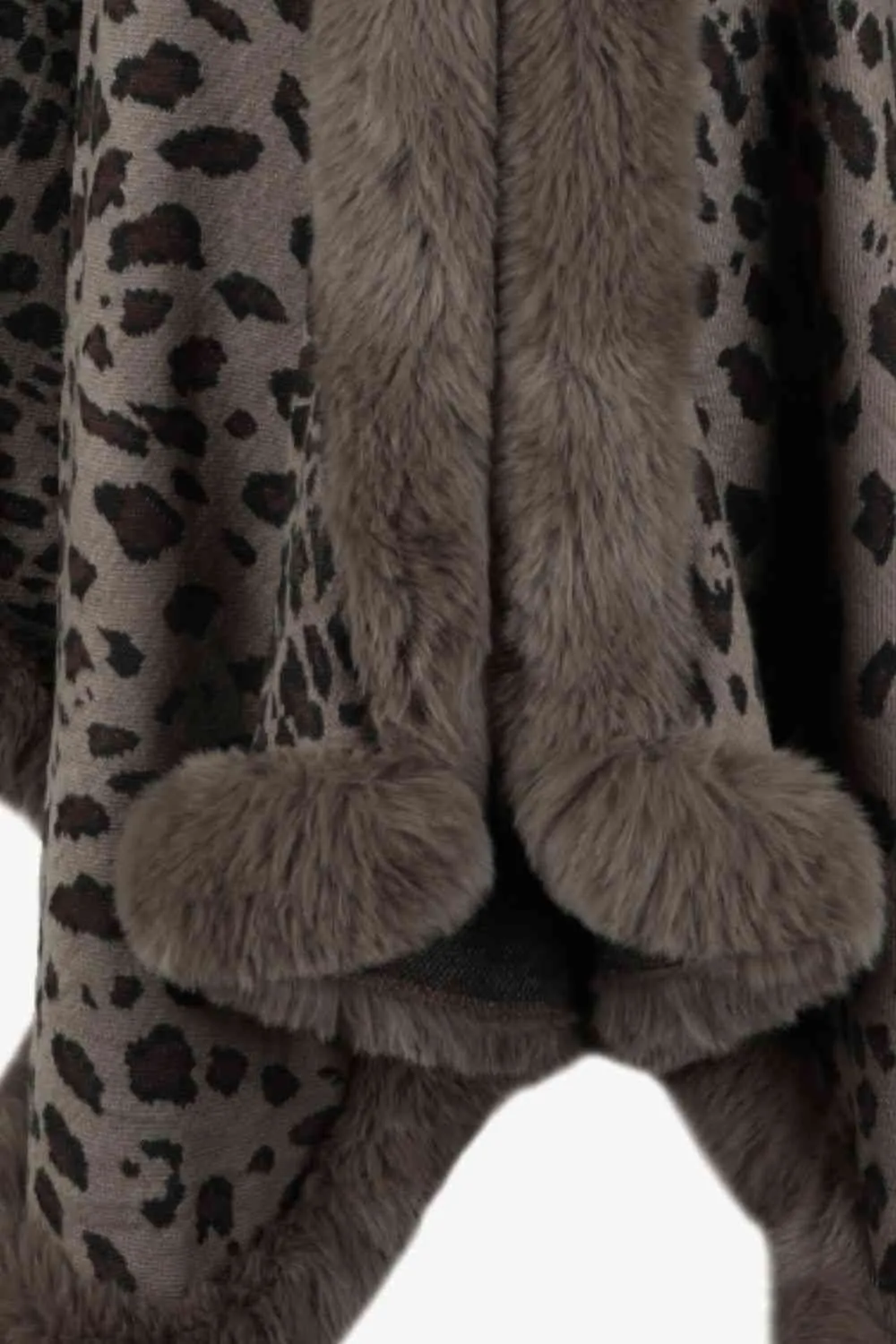 Large Leopard Plush Faux Fur Heavy Cardigan Oversized Sweater Poncho Jacket