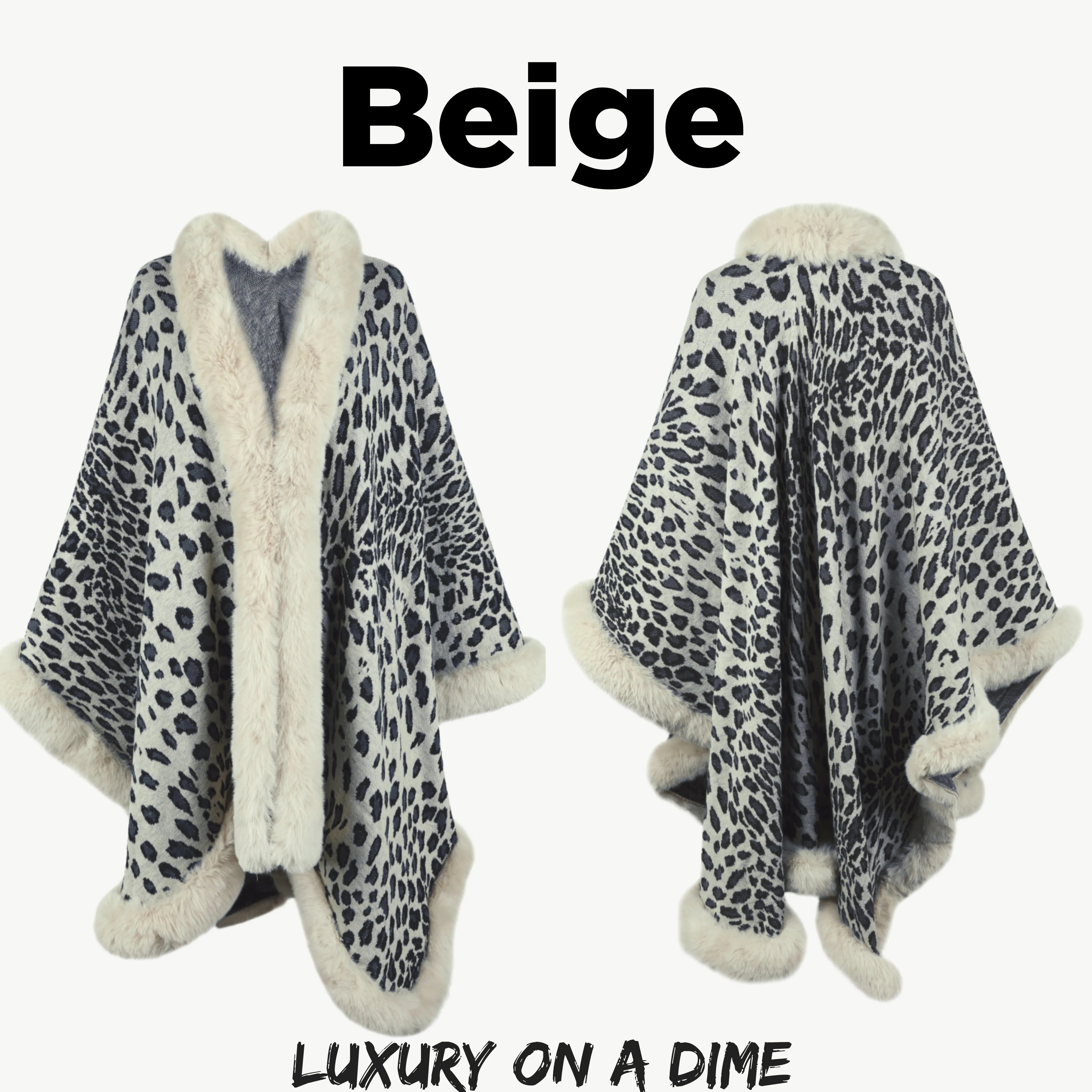 Large Leopard Plush Faux Fur Heavy Cardigan Oversized Sweater Poncho Jacket