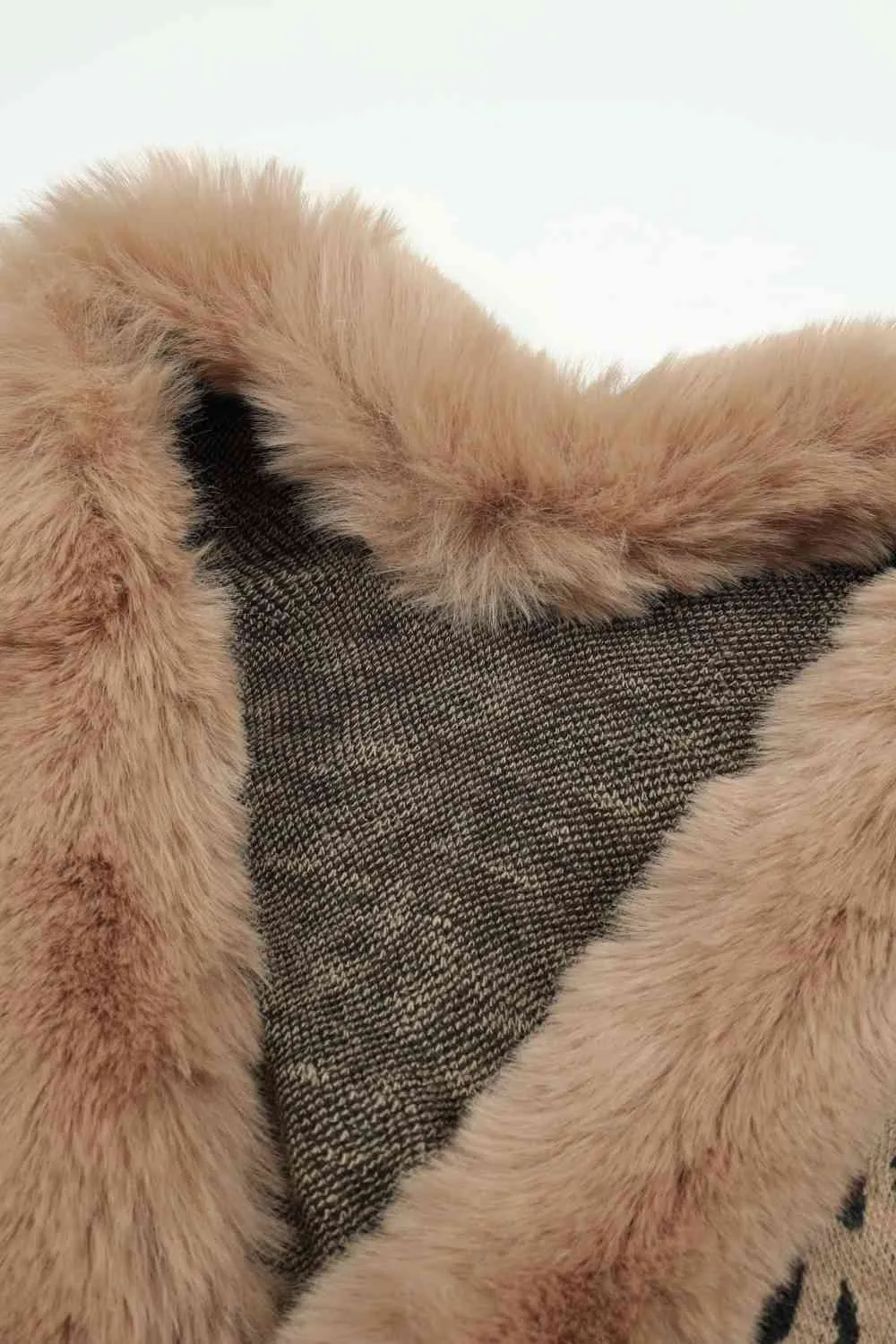 Large Leopard Plush Faux Fur Heavy Cardigan Oversized Sweater Poncho Jacket
