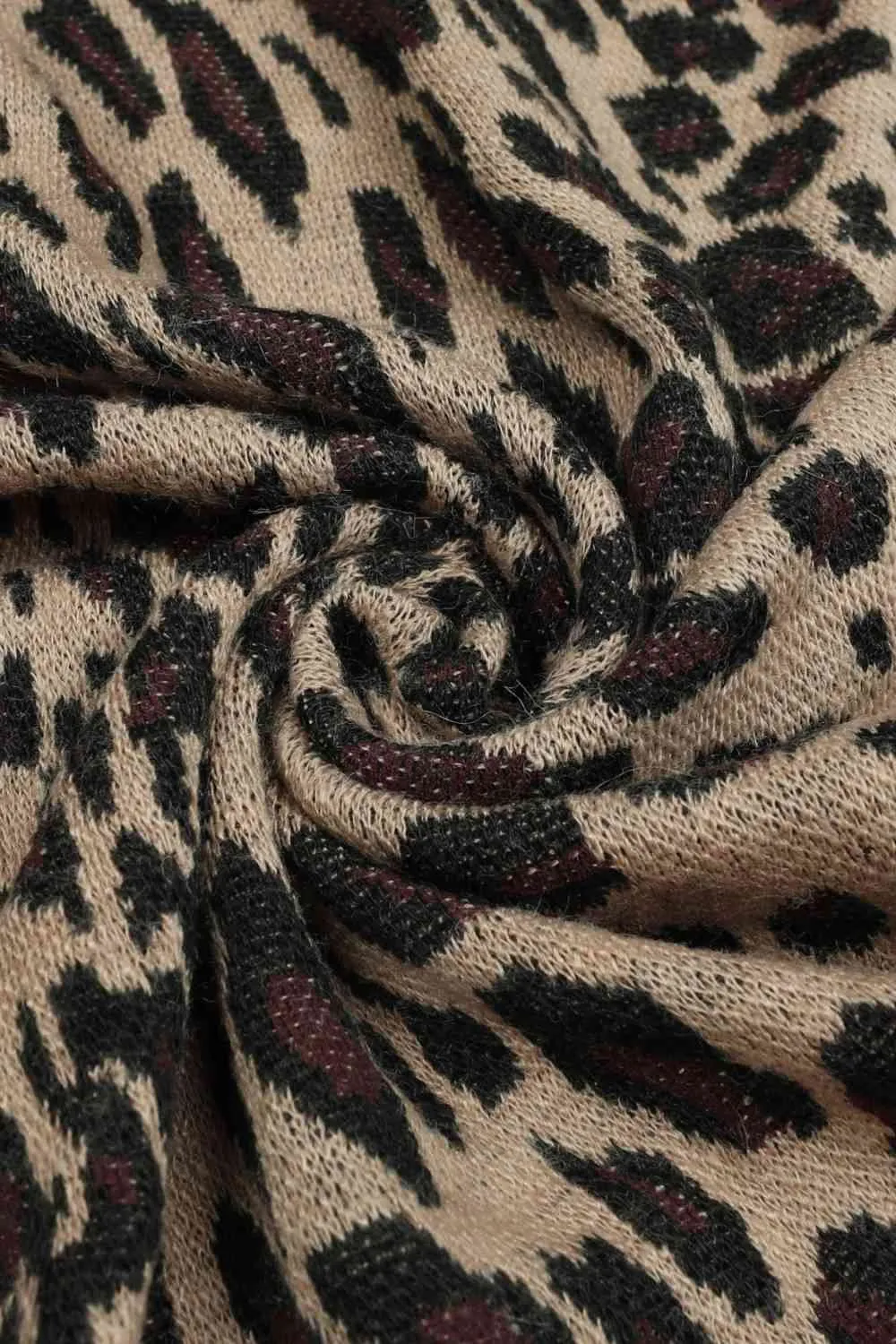 Large Leopard Plush Faux Fur Heavy Cardigan Oversized Sweater Poncho Jacket