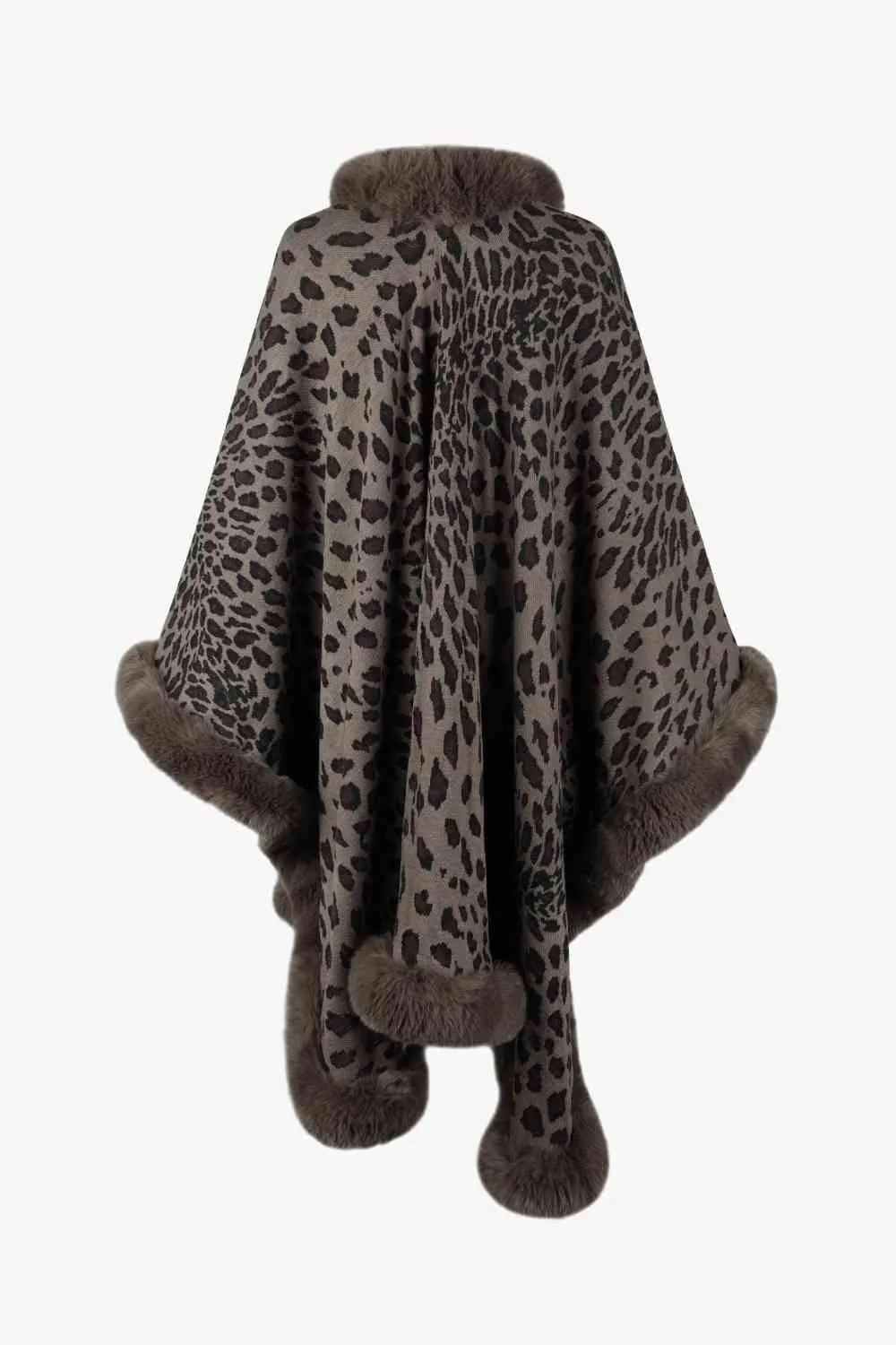 Large Leopard Plush Faux Fur Heavy Cardigan Oversized Sweater Poncho Jacket