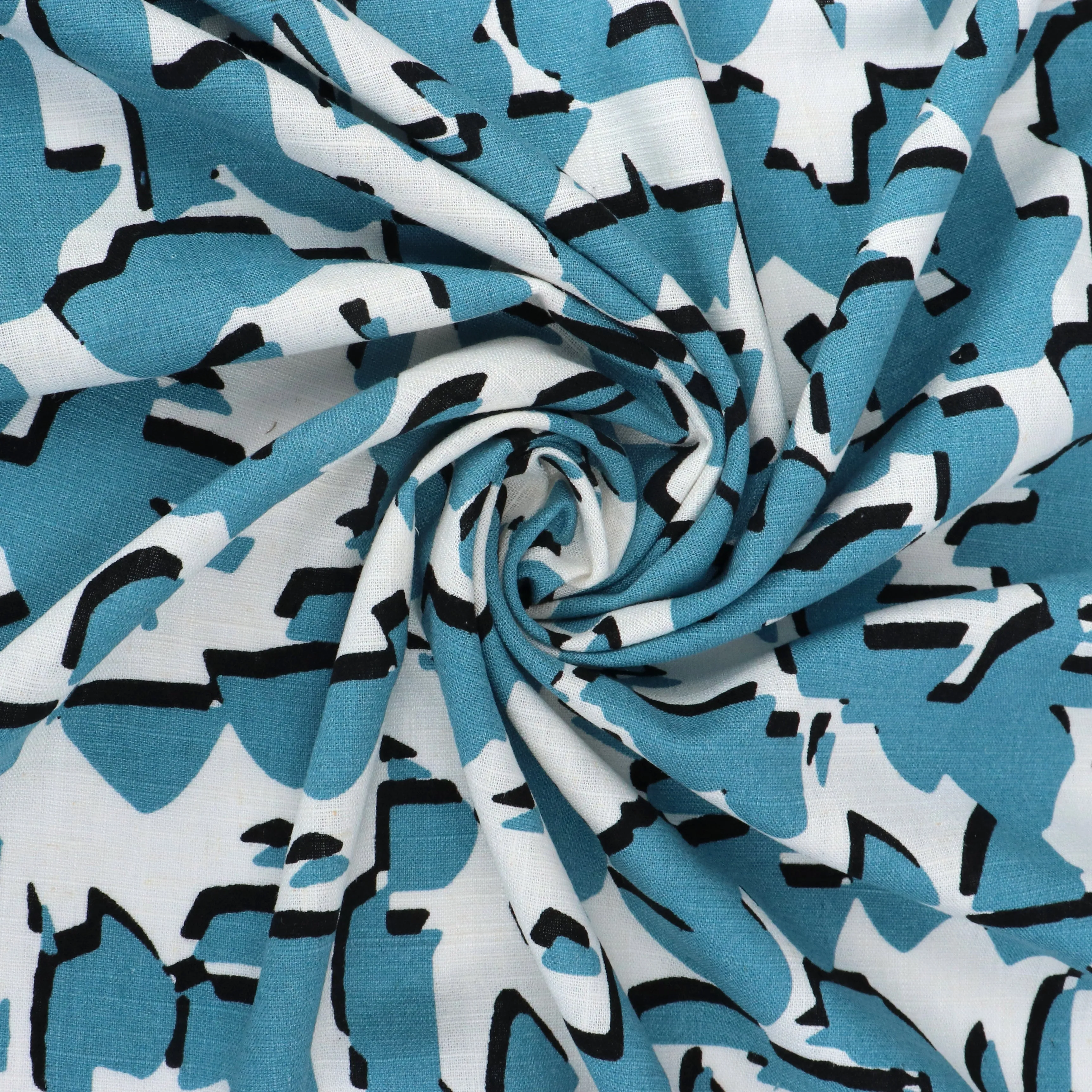 Linen Viscose - Puzzle - Blue - SALE