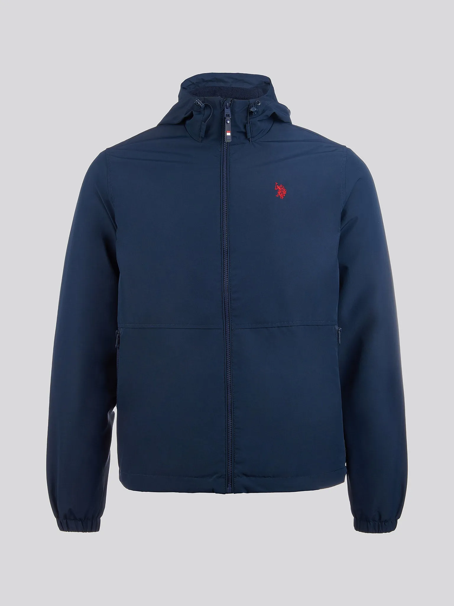 Mens Fleece Lined Windbreaker in Dark Sapphire Navy / Haute Red DHM