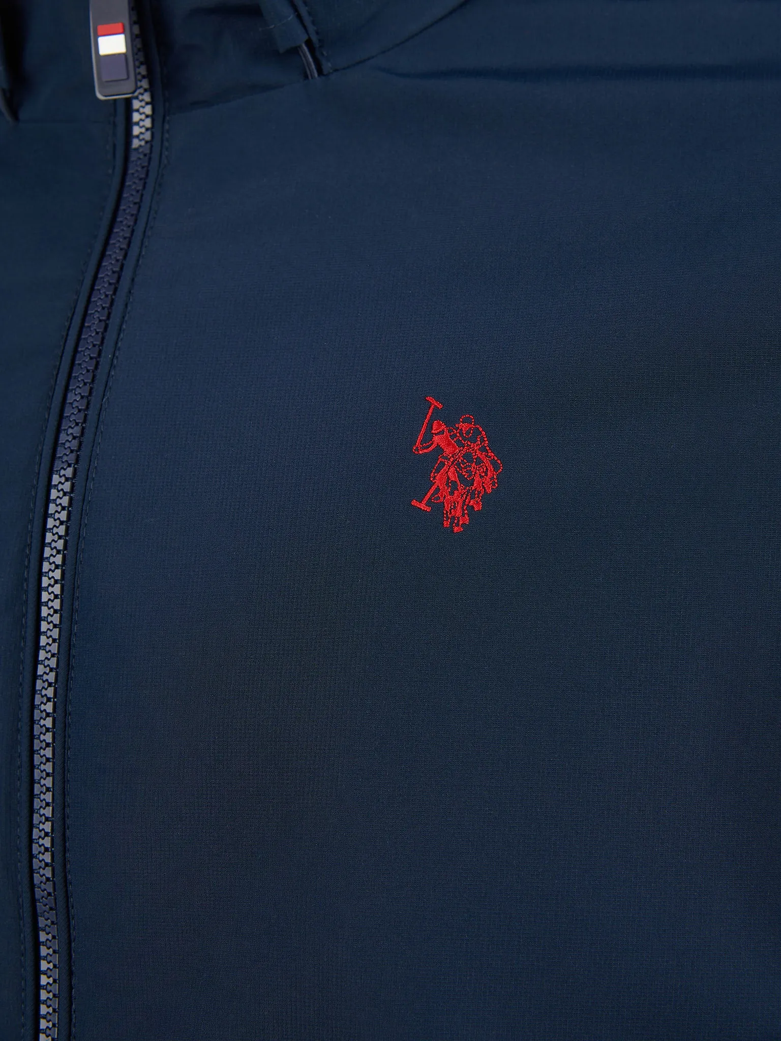 Mens Fleece Lined Windbreaker in Dark Sapphire Navy / Haute Red DHM