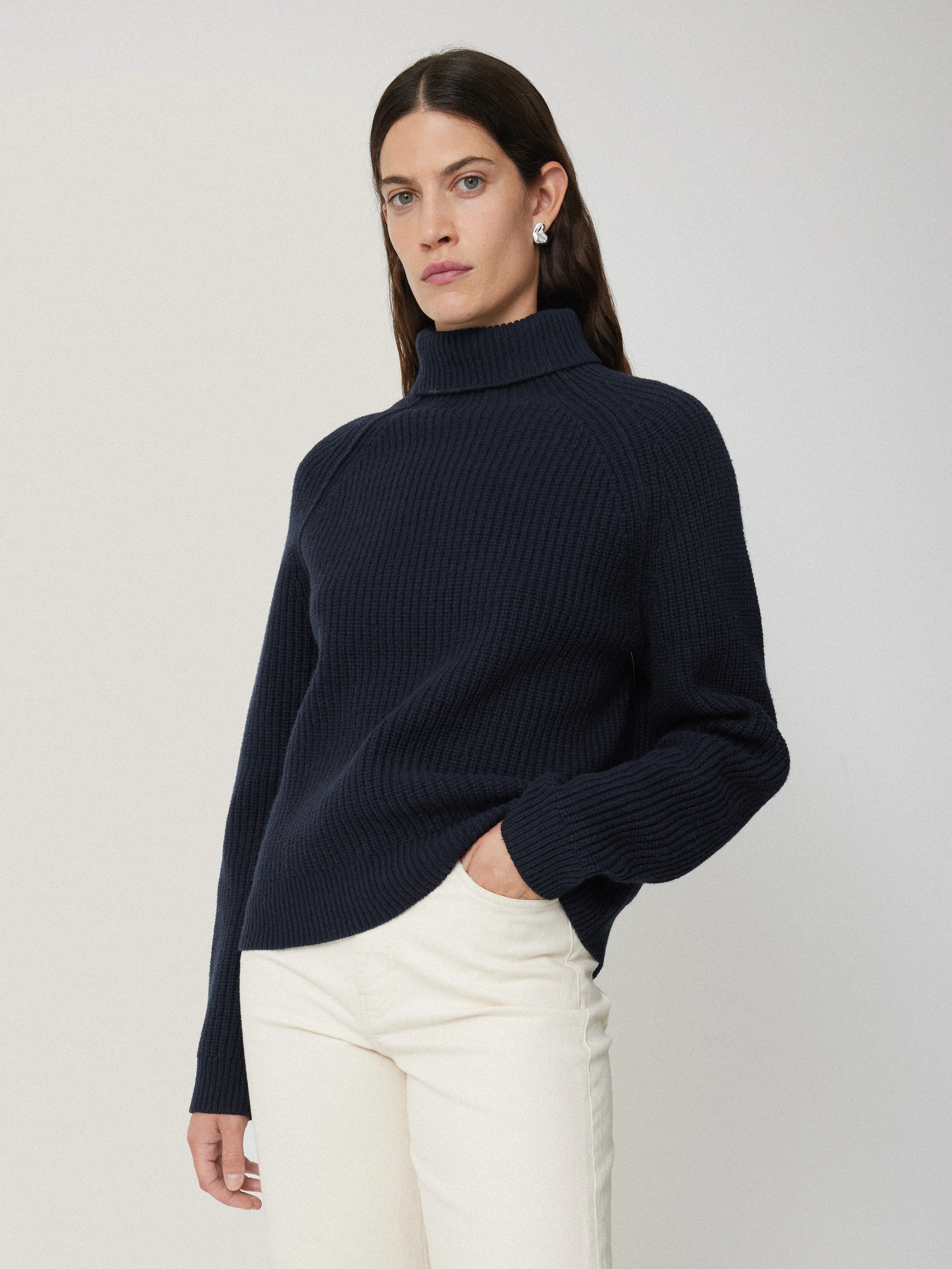 Merino Fishermans Rib Jumper | Navy