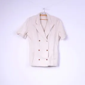 Mia Cassara Roma Womens 12 M Suit Pencil Skirt Blazer Beige Cotton Linen 2 Piece