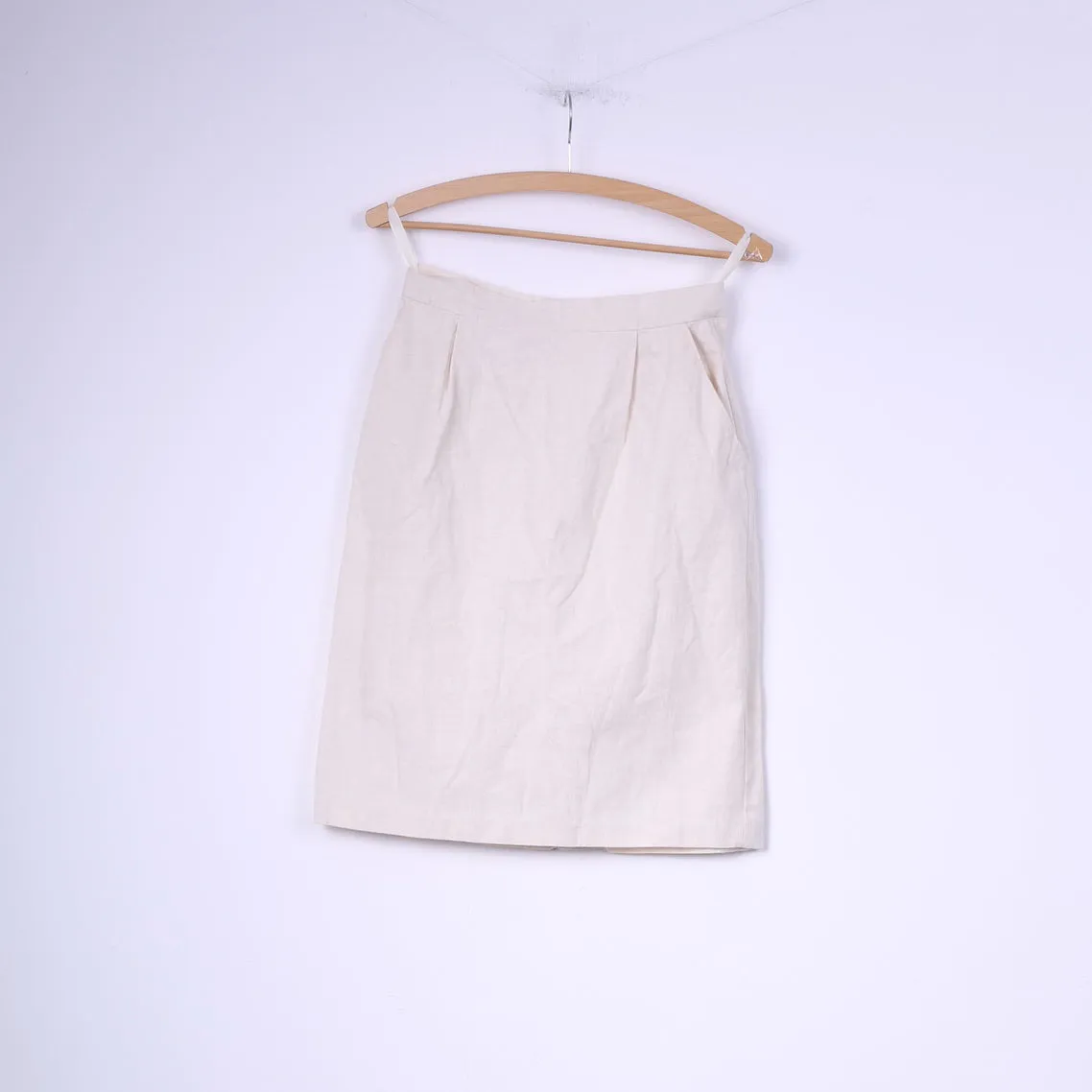 Mia Cassara Roma Womens 12 M Suit Pencil Skirt Blazer Beige Cotton Linen 2 Piece