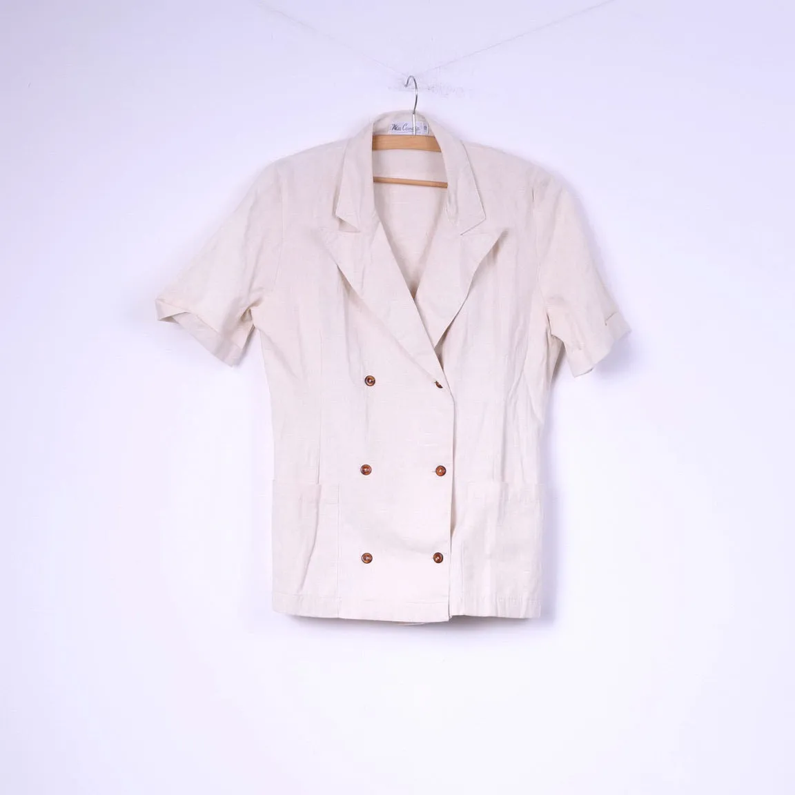 Mia Cassara Roma Womens 12 M Suit Pencil Skirt Blazer Beige Cotton Linen 2 Piece