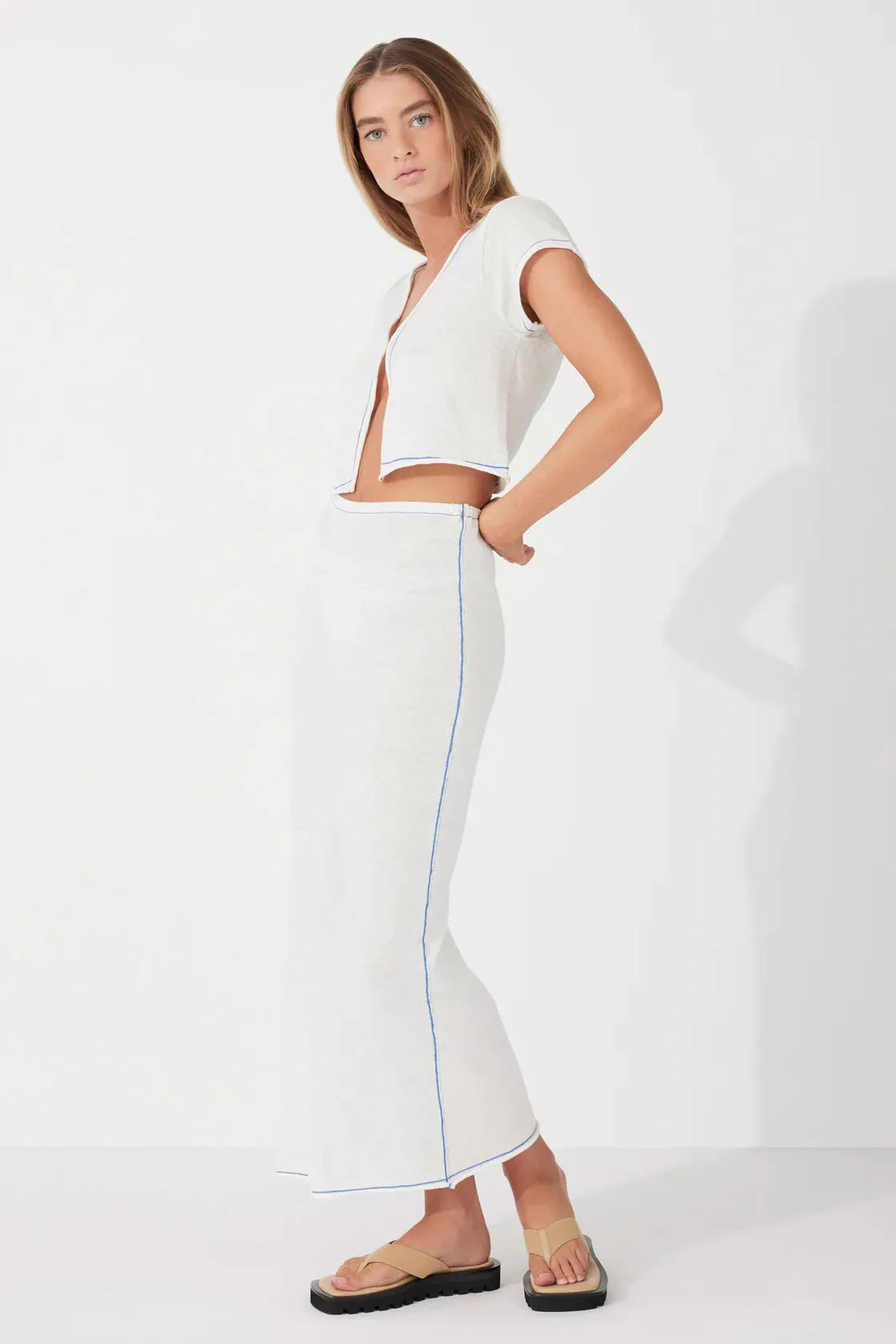 MILK CONTRAST KNIT TOP - MILK