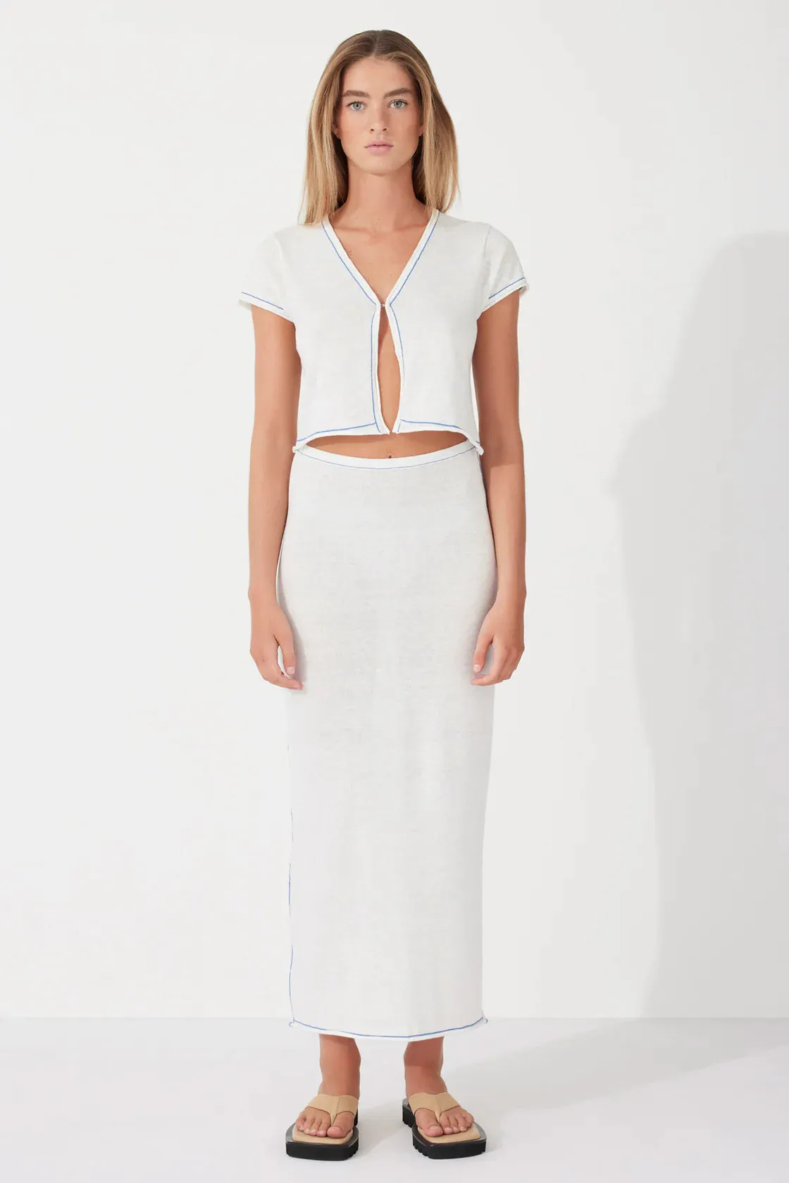 MILK CONTRAST KNIT TOP - MILK