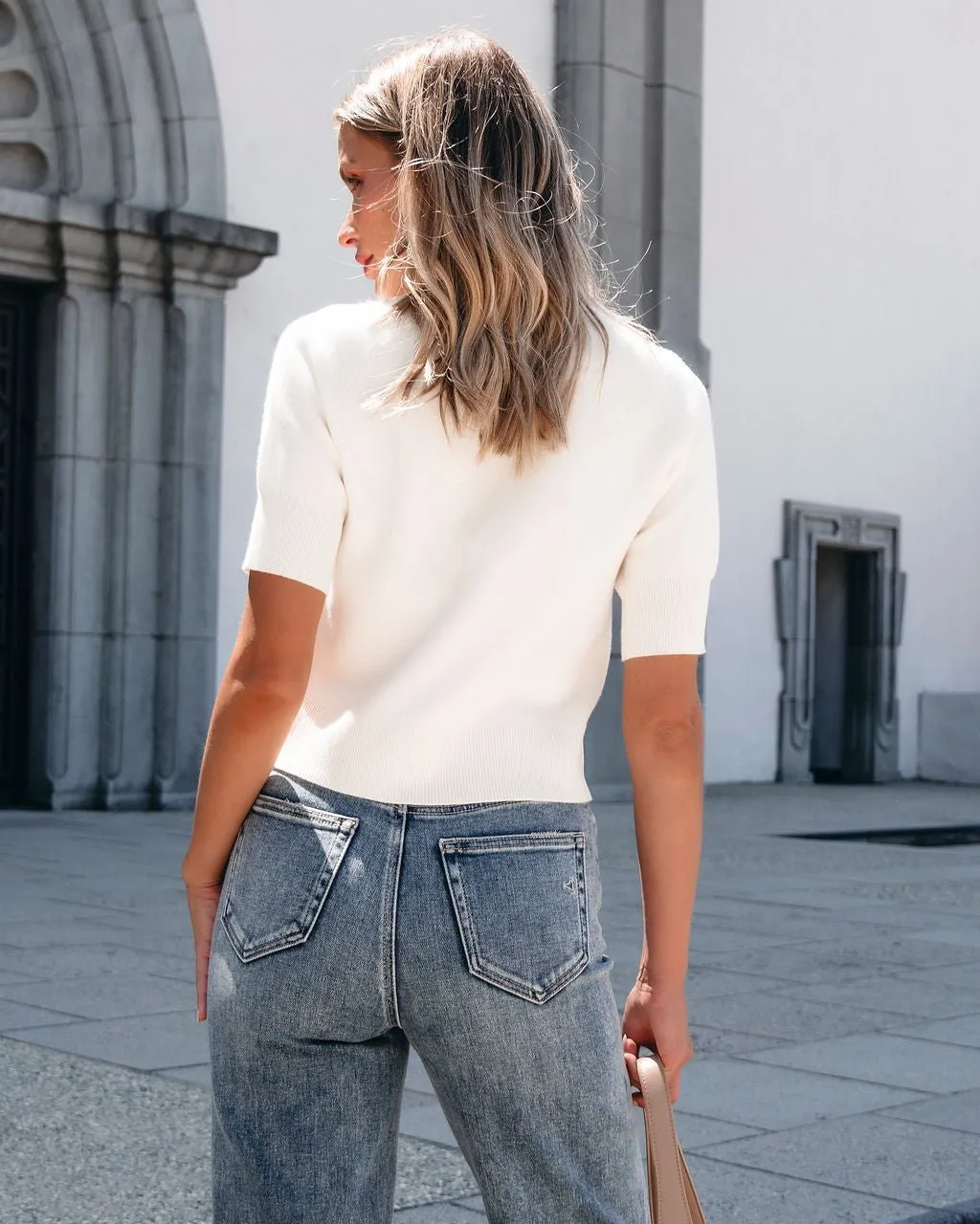 Muse By Magnolia Mock Neck Top - Cream - DOORBUSTER