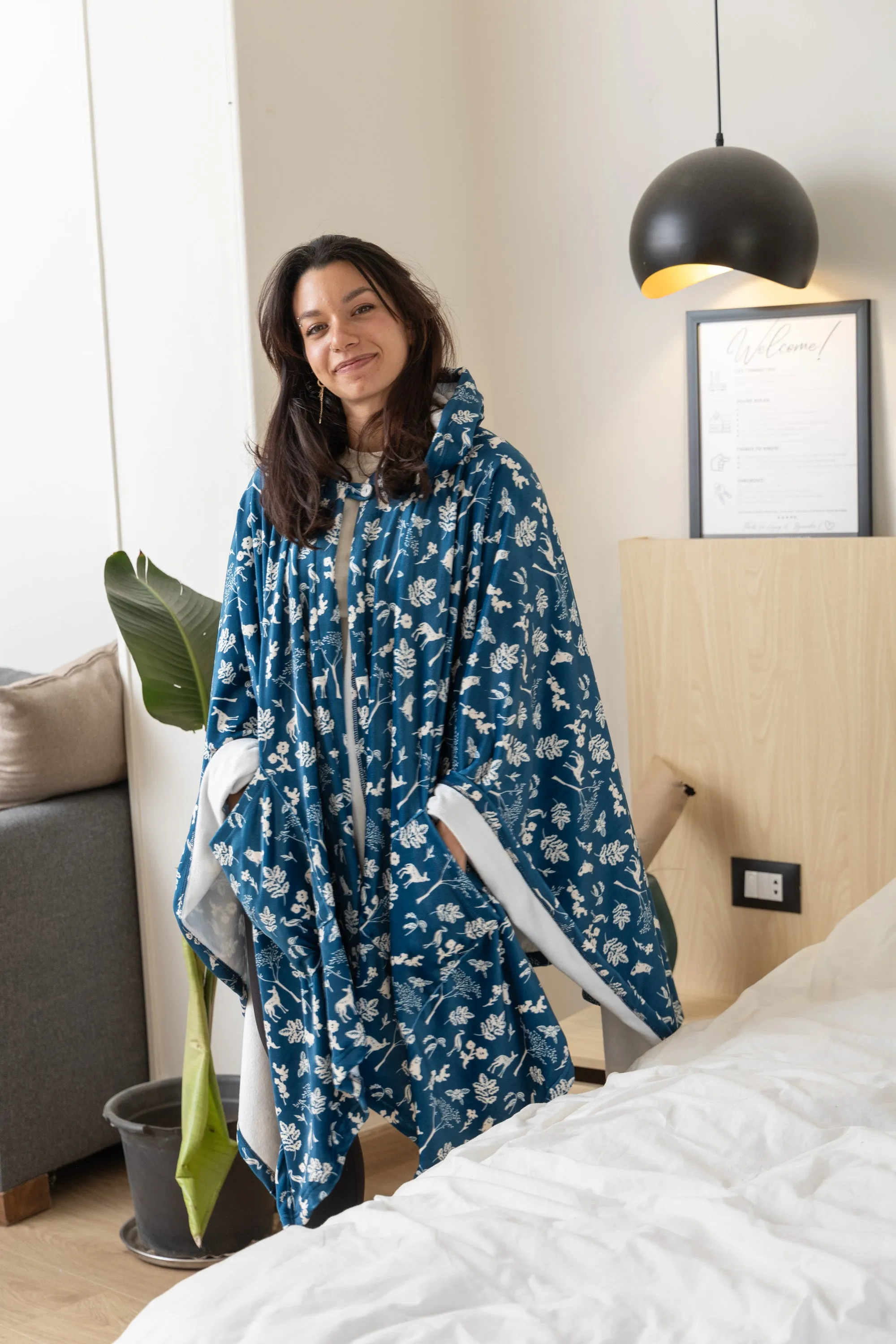 Navy Cozy Poncho Blanket