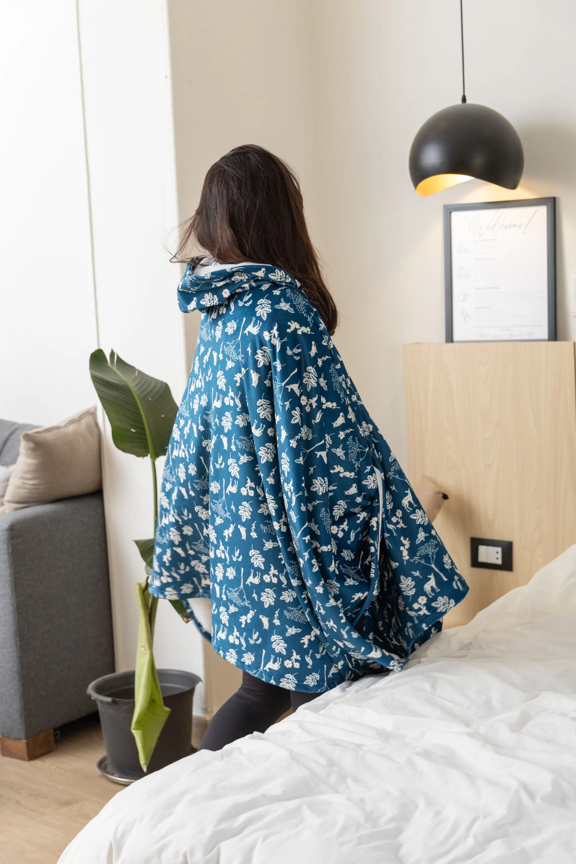 Navy Cozy Poncho Blanket