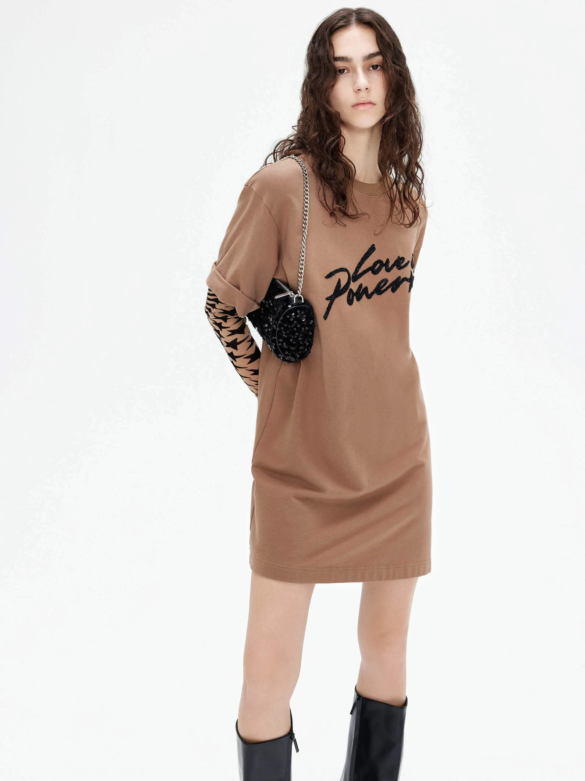 Paneled Sleeves Mini Dress