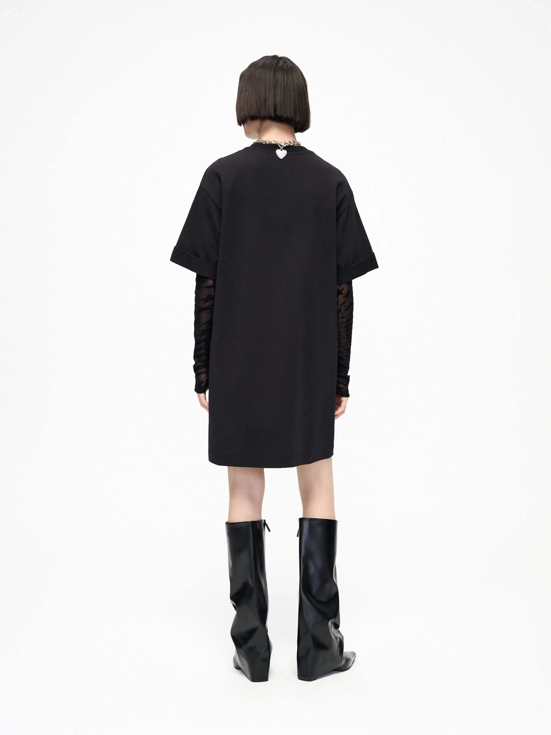 Paneled Sleeves Mini Dress