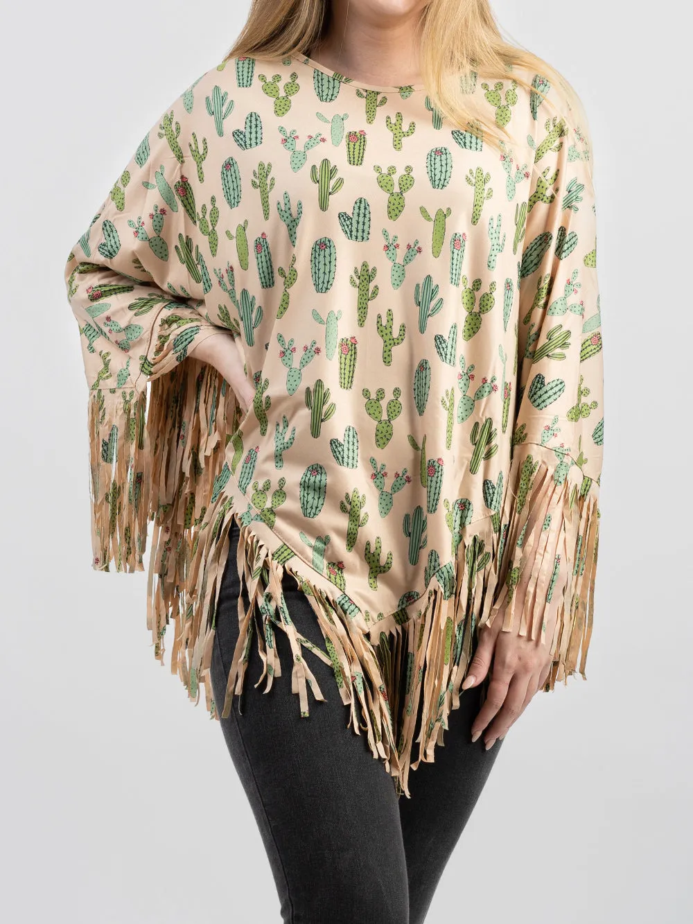PCH-1709 Montana West cactus Print Poncho