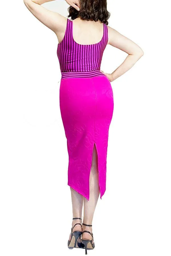 pink and stripes tango dress with slit