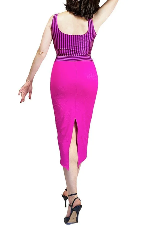 pink and stripes tango dress with slit